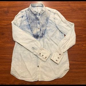 Bleached denim button up shirt